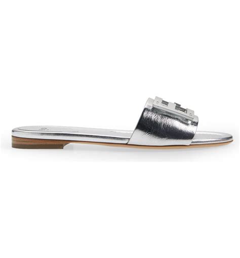 silver fendi flat sandals